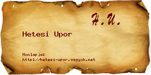 Hetesi Upor névjegykártya
